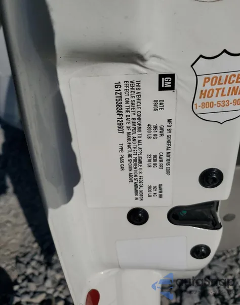 2006 Chevrolet Malibu Lt z USA, uszkodzony, nr VIN 1G1ZT53836F126607